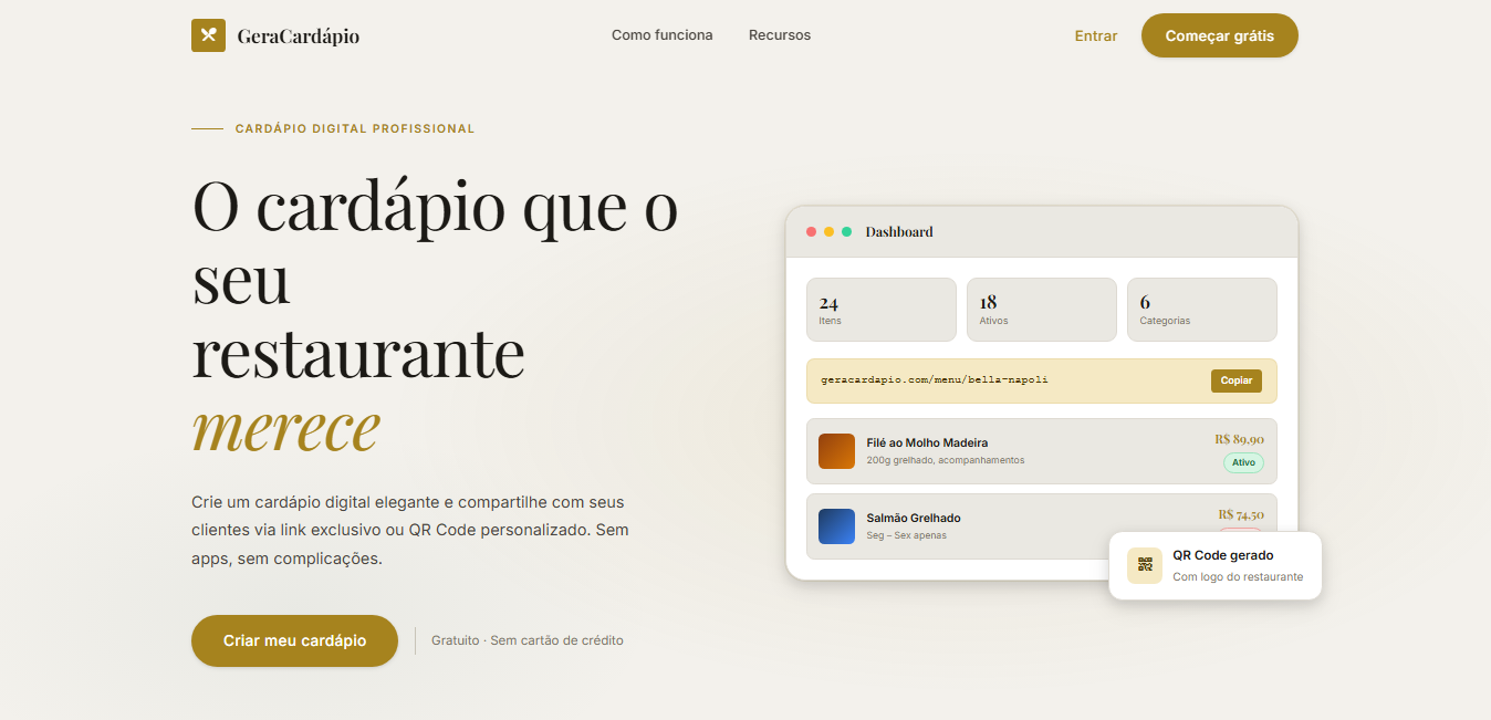 Sistema Gerador de Cardápio Digital - GeraCardápio V1.0
